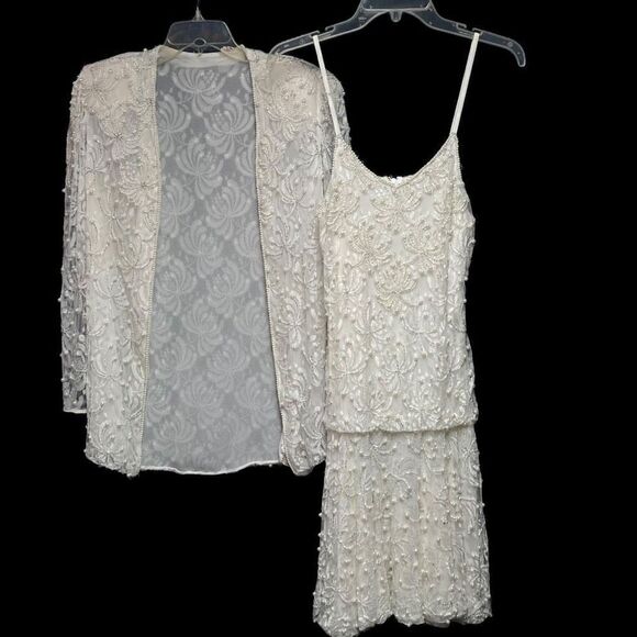 Vintage Wedding Formal Drop-Waist Dress and Jacket Set - Picture 2 of 8